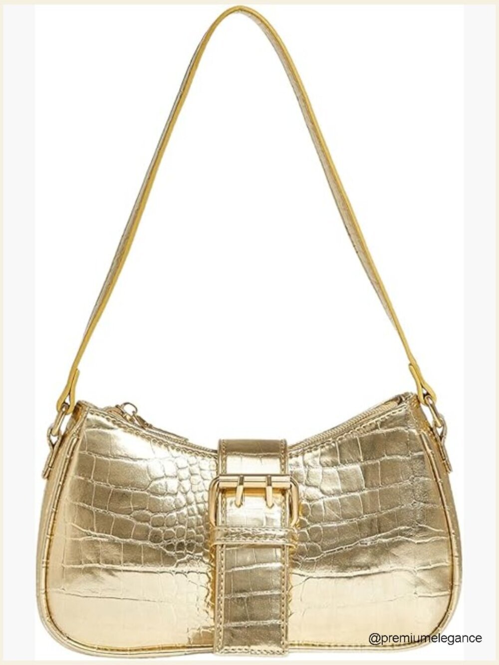 Y2K PU Leather Shoulder Bag Metallic Buckle Trendy Handbag
